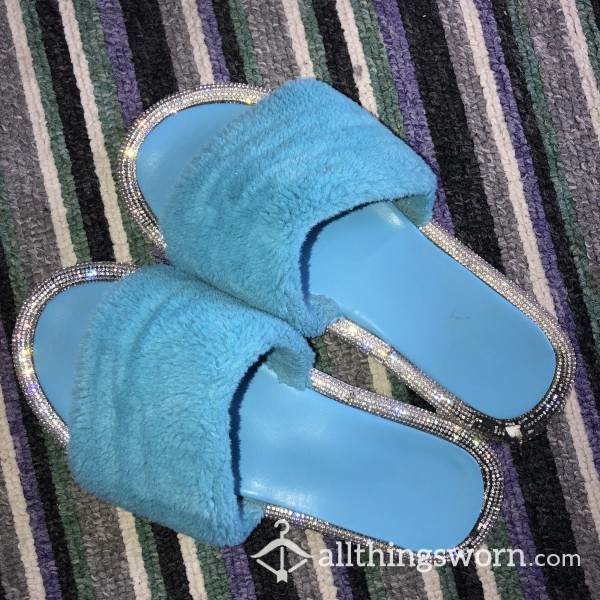 S**y, Filthy, Dirty, Used, Well-worn, Aqua, Turquoise Slippers