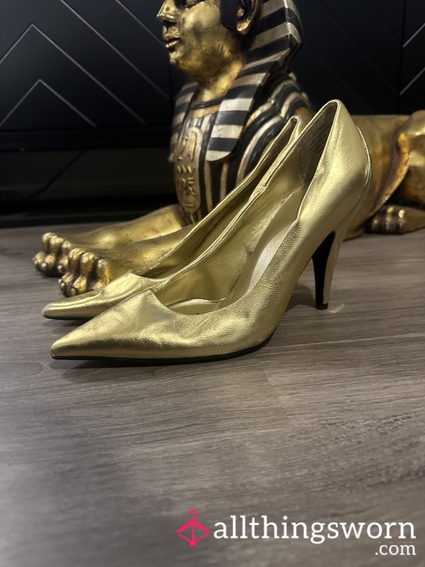 🖤s**Y GOLD HIGH HEELS🖤