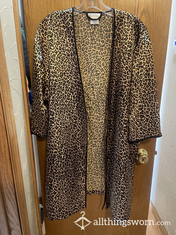 Used S**y Satin Leopard Print Robe