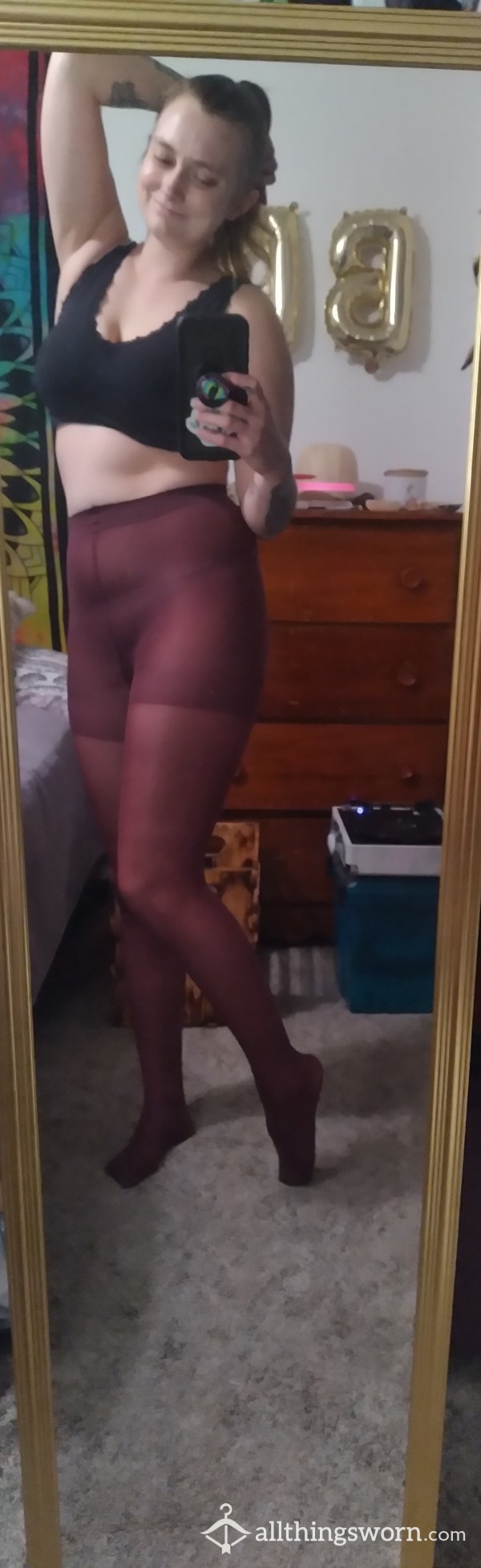 S**y Maroon Pantyhose