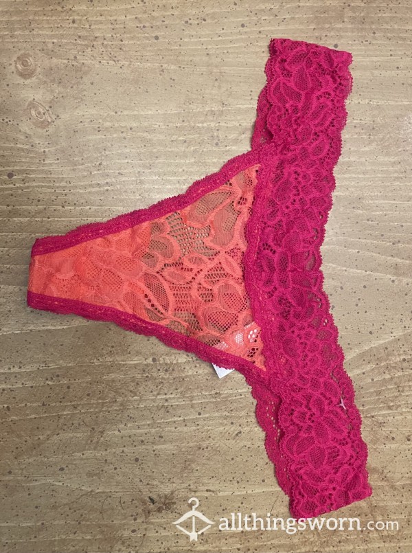 S**y Pink And Cor*l Lace Thong