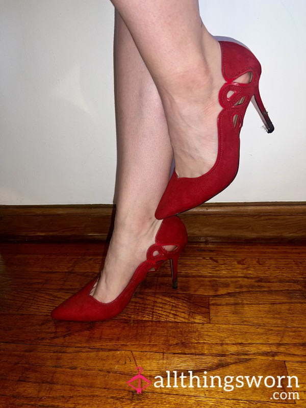 S**y Red Stiletto Heels - Size 7