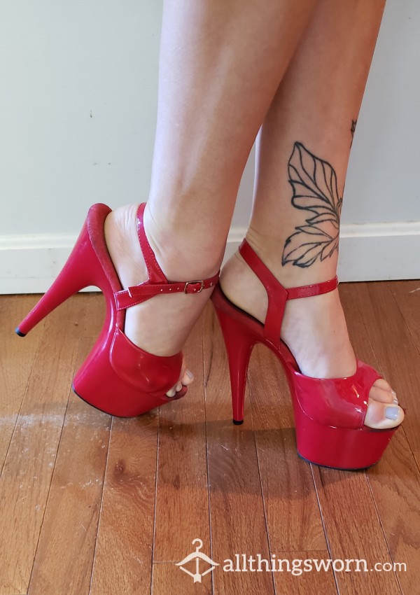 S**y Red Stripper Heels