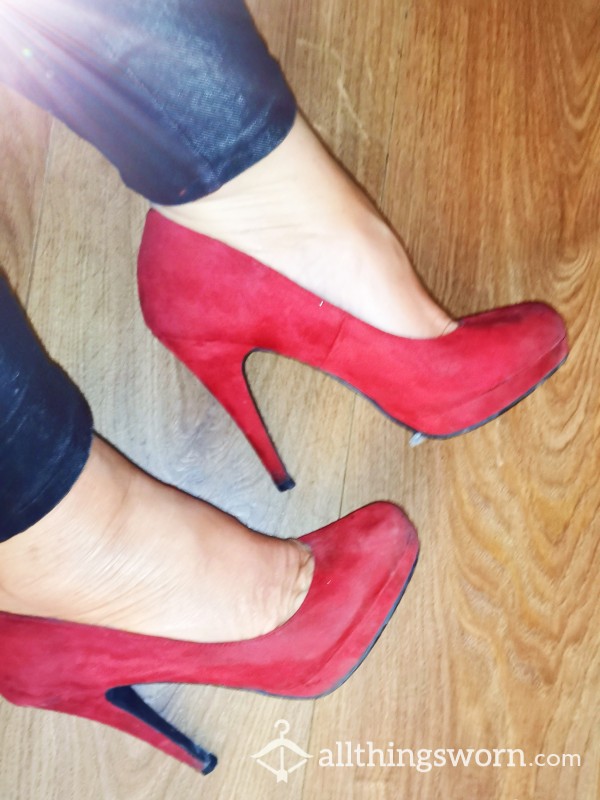 S**y Red Well Used Size 5uk High Heels 💯👠👠👠👠 A Must Have For Any Foot Lover 💋💋💋