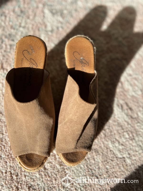 S**Y & SWEATY Leather Slide  Wedge Sandals