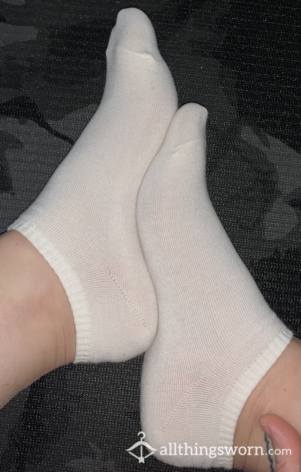 S**y Thin White Old Navy Ankle Socks Worn 8+ Hours (or More!)