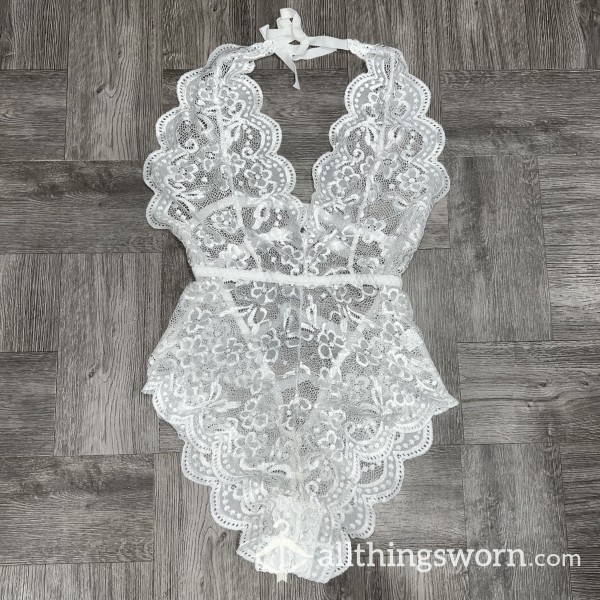 S**y White Lace Lingerie Bodysuit