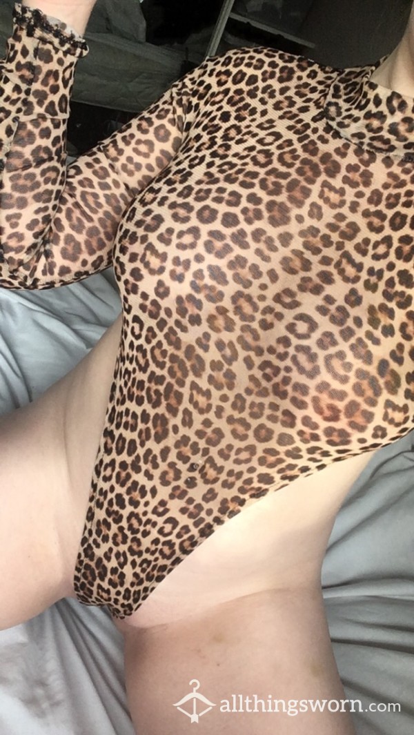 S**y Worn Leopard Print Sheer Bodysuit