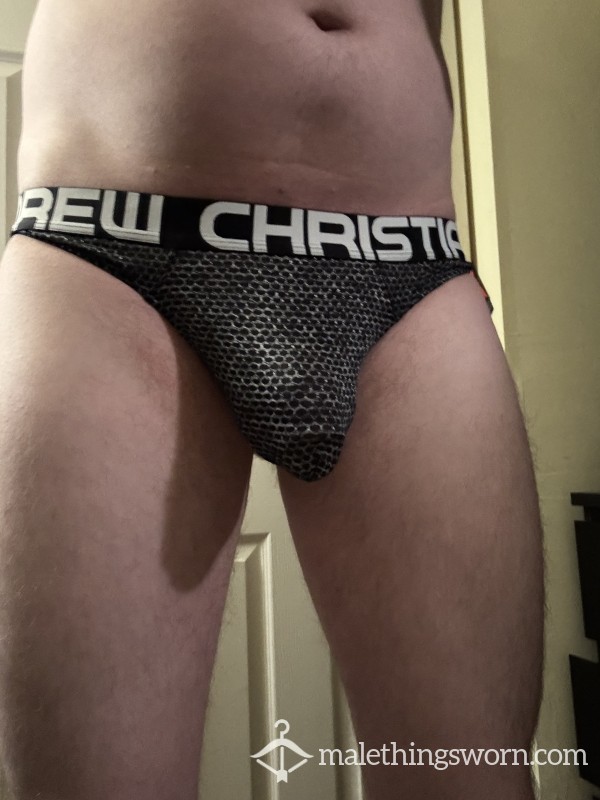 Silver / Black Mesh Andrew Christian Thong L