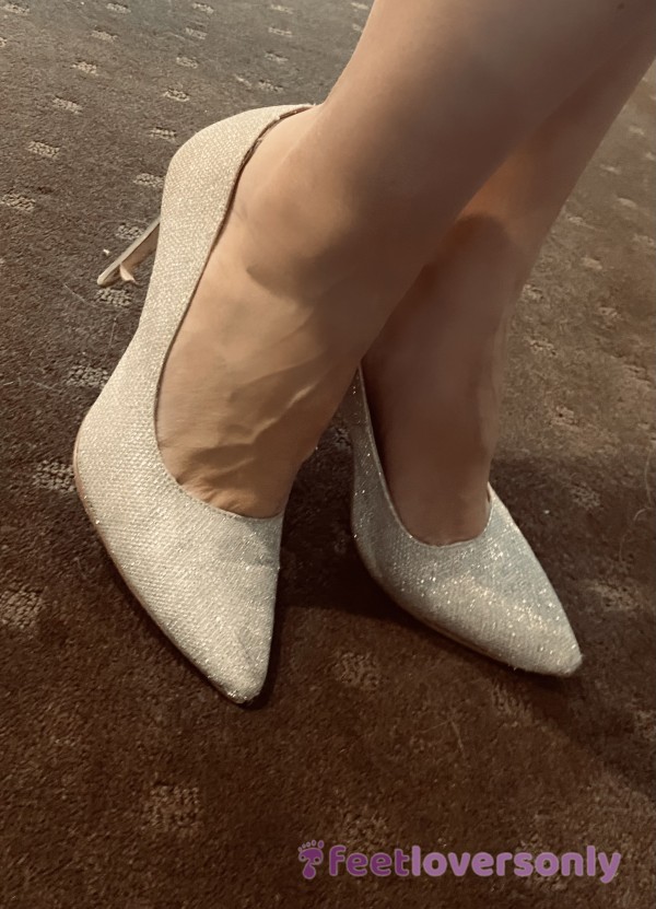 Silver Sparkle High Heels - Well Worn!!