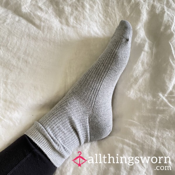 Single Ribbed Grey Cotton Sock