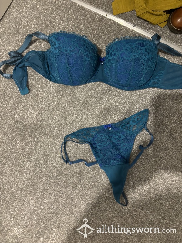 Sissy Panties And Bra Set Teal