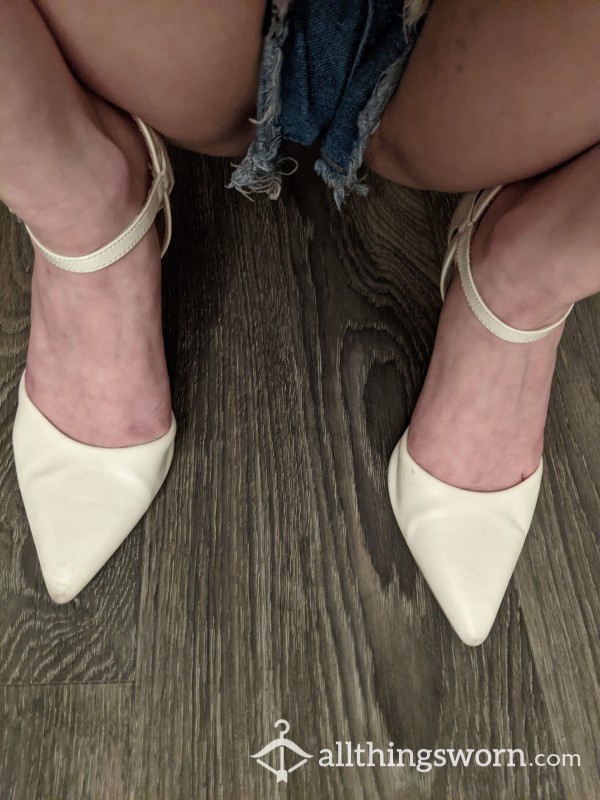 Size 6.5 S**y White Stilettos