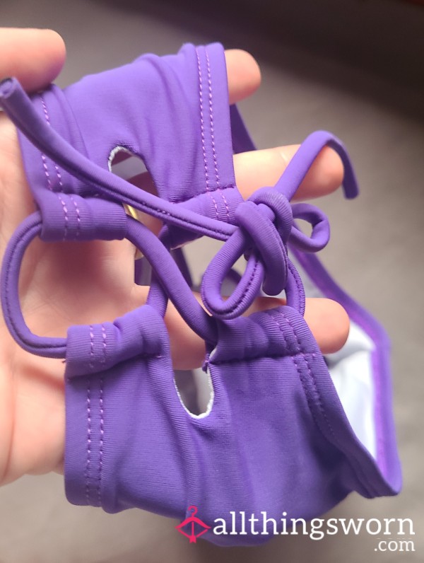 Size Small Purple Bikini Bottom - Nylon + Spandex - Slightly Stained Gusset From 🔴