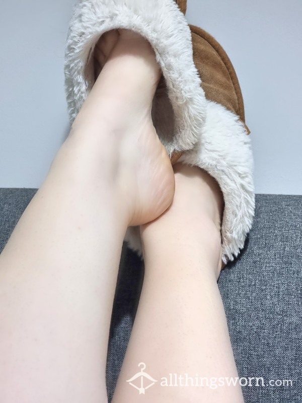 Sold. Well Worn Slippers! I Love When The Slippers Are That Worn And Musky The Fluff Has Worn Down Inside 💋