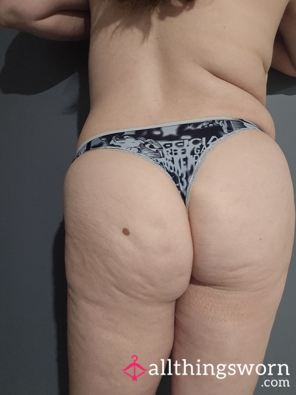 SALE: Smoky Grey & Black Silk-Cotton Thong