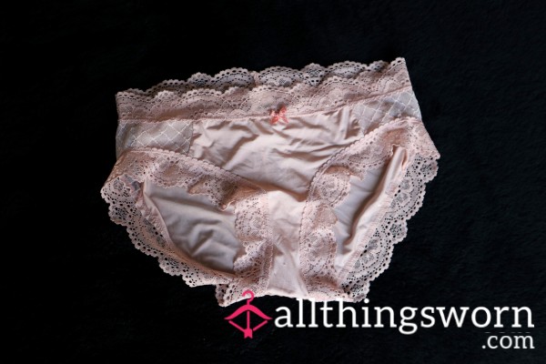 Soft Pink Satin Lace Trim Panties Size S