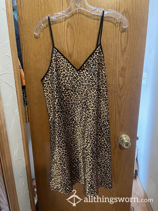 Old Spaghetti Strap Leopard Night Gown