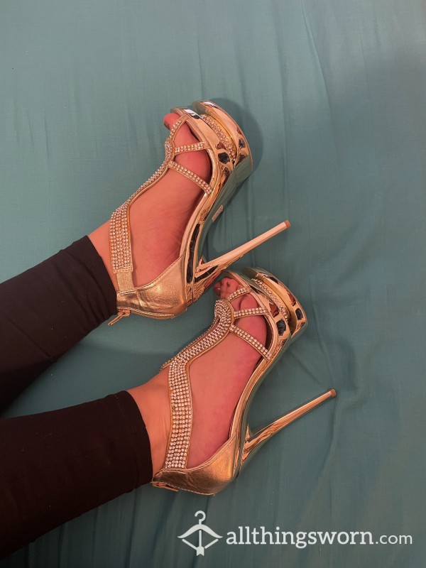 Sparkly Gold High Heels (UK6 - EU39)