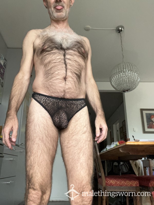 Spiderweb Mesh Thong Black