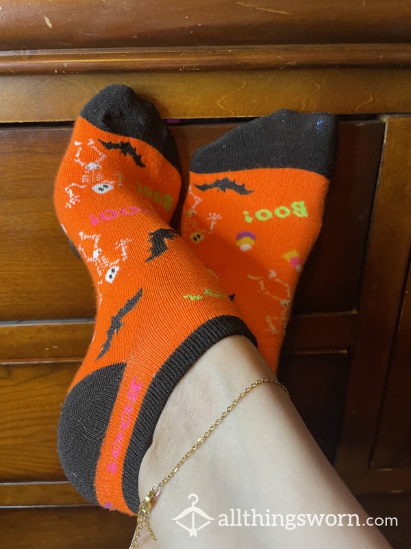 Sp**ky Orange Halloween Socks