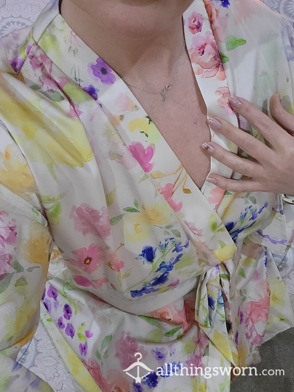 Spring Flower S**y, Silky Dressing Gown / Robe