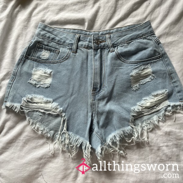 Stonewashed Well Loved Worn Denim Shorts