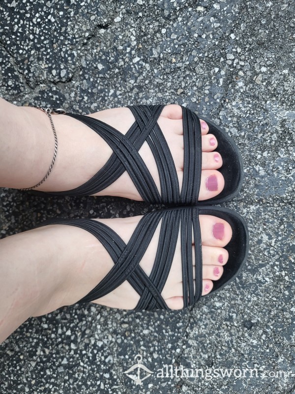 Strappy Black Flats