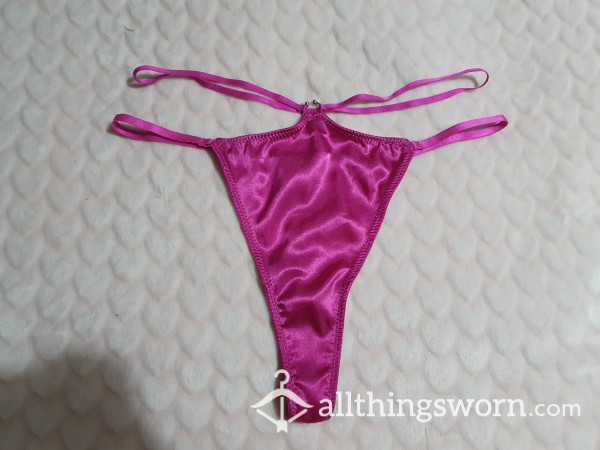 Strappy Magenta Satin Thong