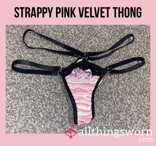 Strappy Pink Velvet Thong💓