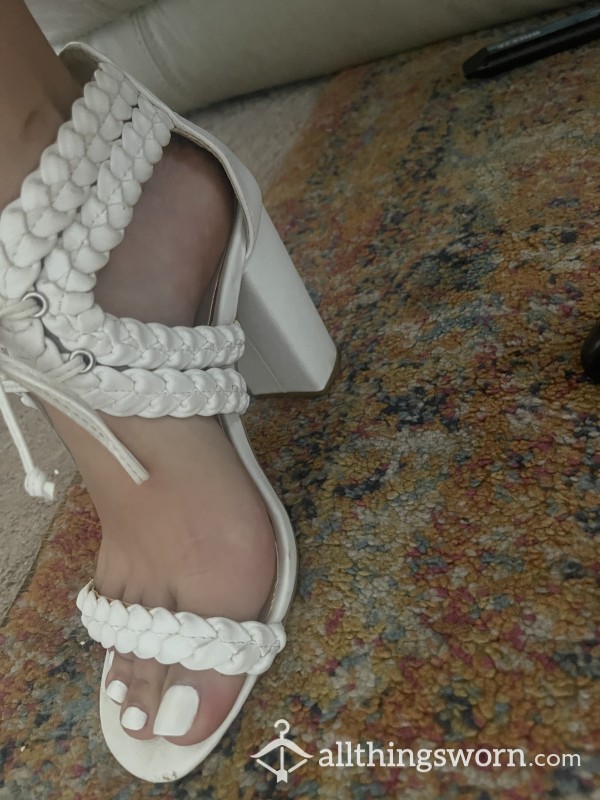 Straps White Heels 👠