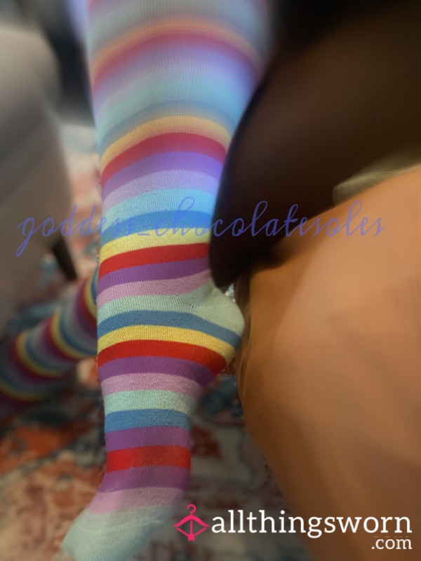 Knee High Striped Cotton Socks