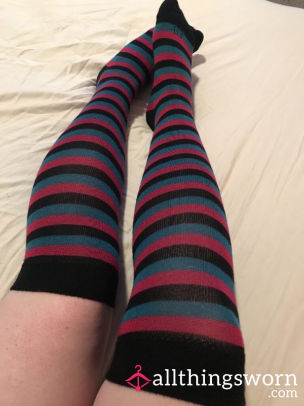 Striped Thigh-high Socks