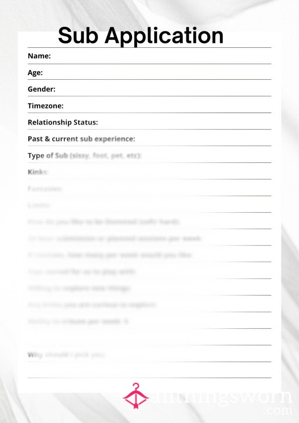 Sub Application 😏 Apply To Be My Sub