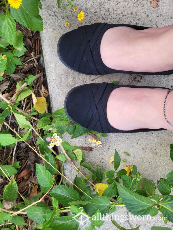 Suede Black Flats