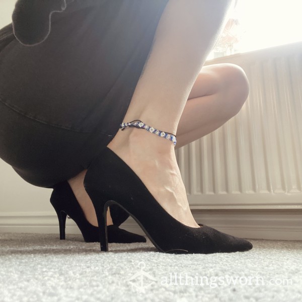 Suede Black High Heels