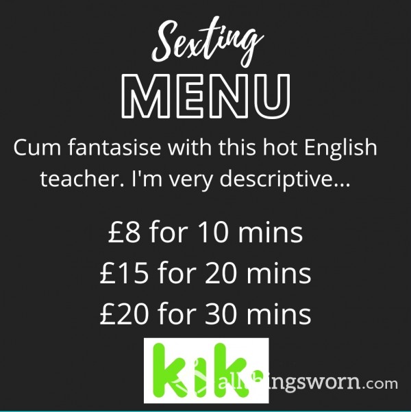 Sunday S**ting On KIK. Come Let This English Teacher Fulfill Your Fantasy