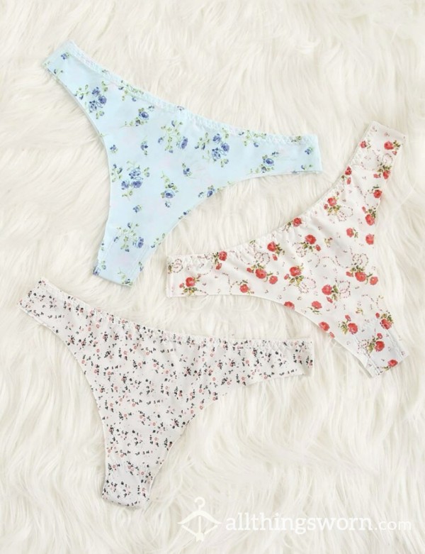 CLEARANCE SALE!! Super Cute Flor*l Print Thongs! 🌸 Very Soft And Silky Feel ❤️️