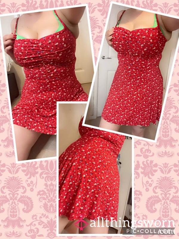 Super Cute Summer Flor*l Red Dress 👗🌸❤️