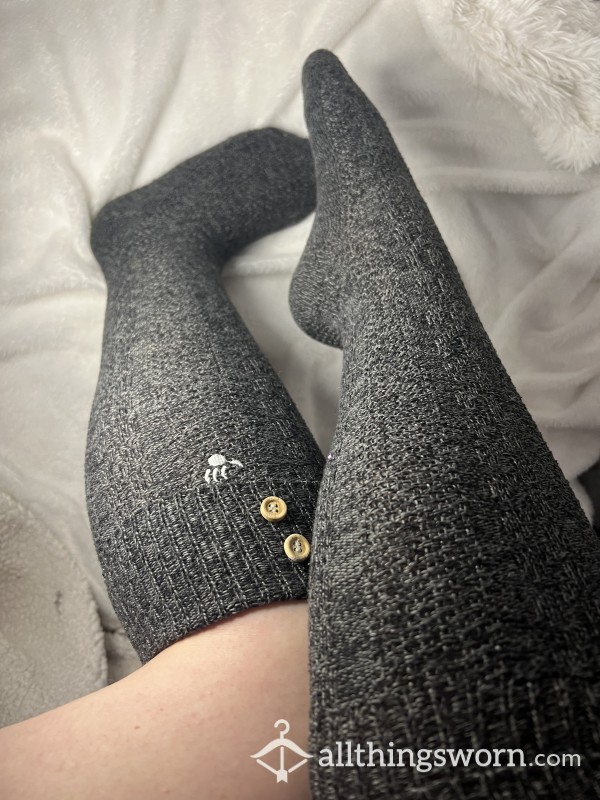 Super S**y Knee High Socks - Bear Claw With Bu*tons - Cozy Socks