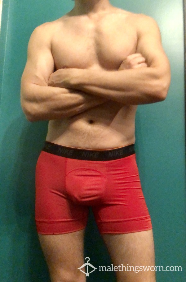 Sweaty Red Nike Dri-Fit Boxer Briefs