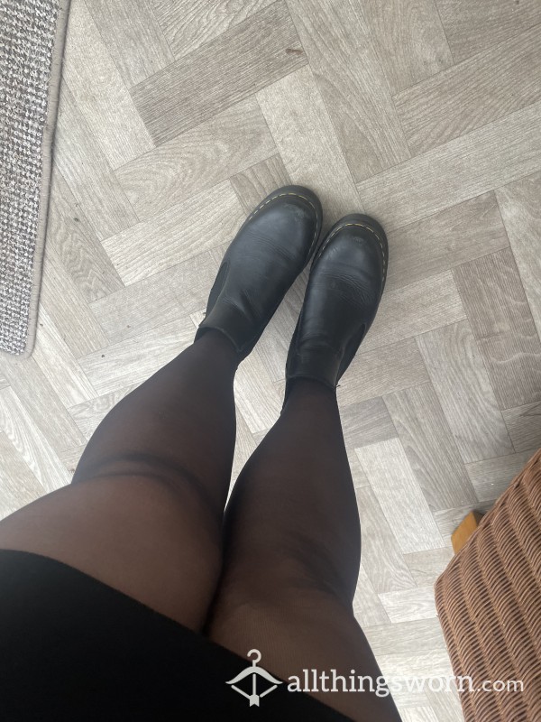 💜Sweaty Black Nylon Tights Well Worn Smelly Feet Tights