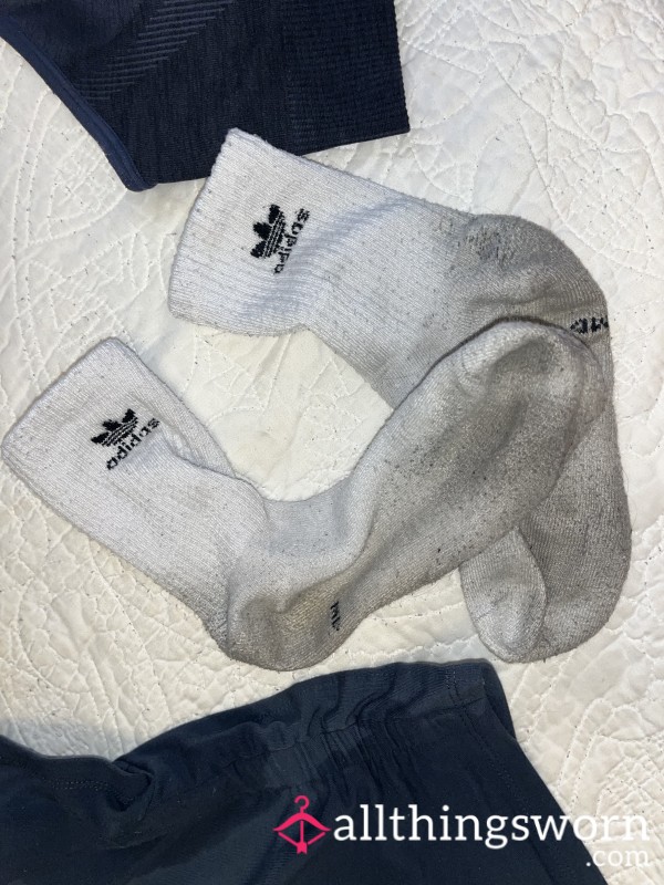 Sweaty Well-worn Adidas Socks