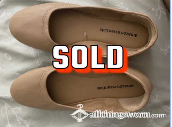 Tan Worn Flats