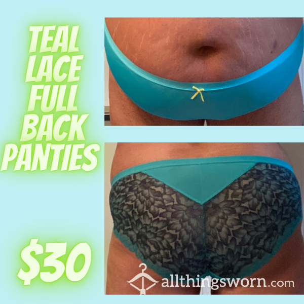 Teal Lace Full Back Panties