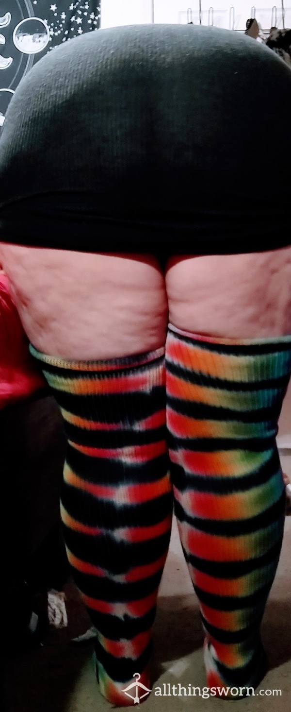 Thick Thigh High Tye Dye Rainbow Socks