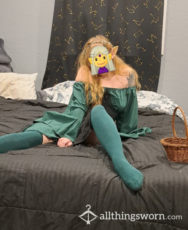 Thigh High Green Socks Worn 72-Hours