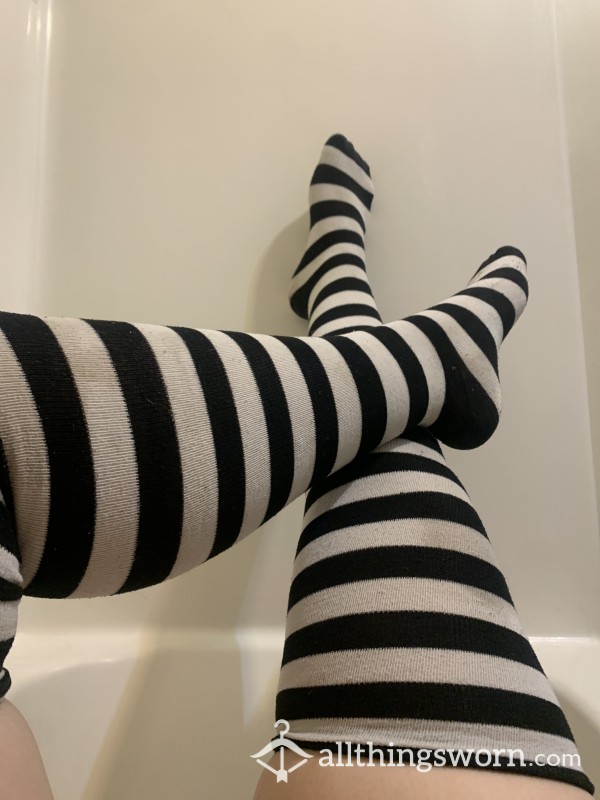 Thigh High Striped Socks