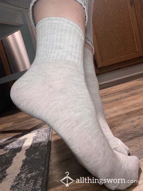 Thin Gray Crew Socks