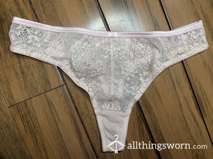 Tiny Pink Lace Worn Thong